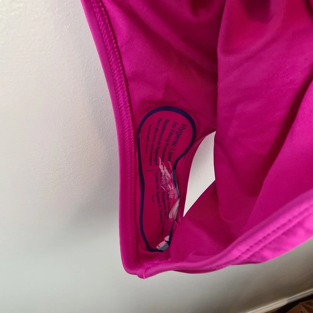 DKNY Women's Twist-Front One-Piece Swimsuit Carnation Pink Medium Tummy Compress - Picture 6 of 11